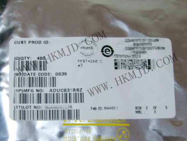 ADUC831BSZ：具有嵌入式62 KB閃存MCU的MicroConverter?、12位ADC和DAC