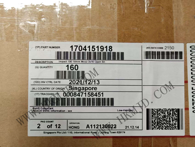 Molex Impact? 1704151918 背板連接器 - 高密度100Ω阻抗夾層插座